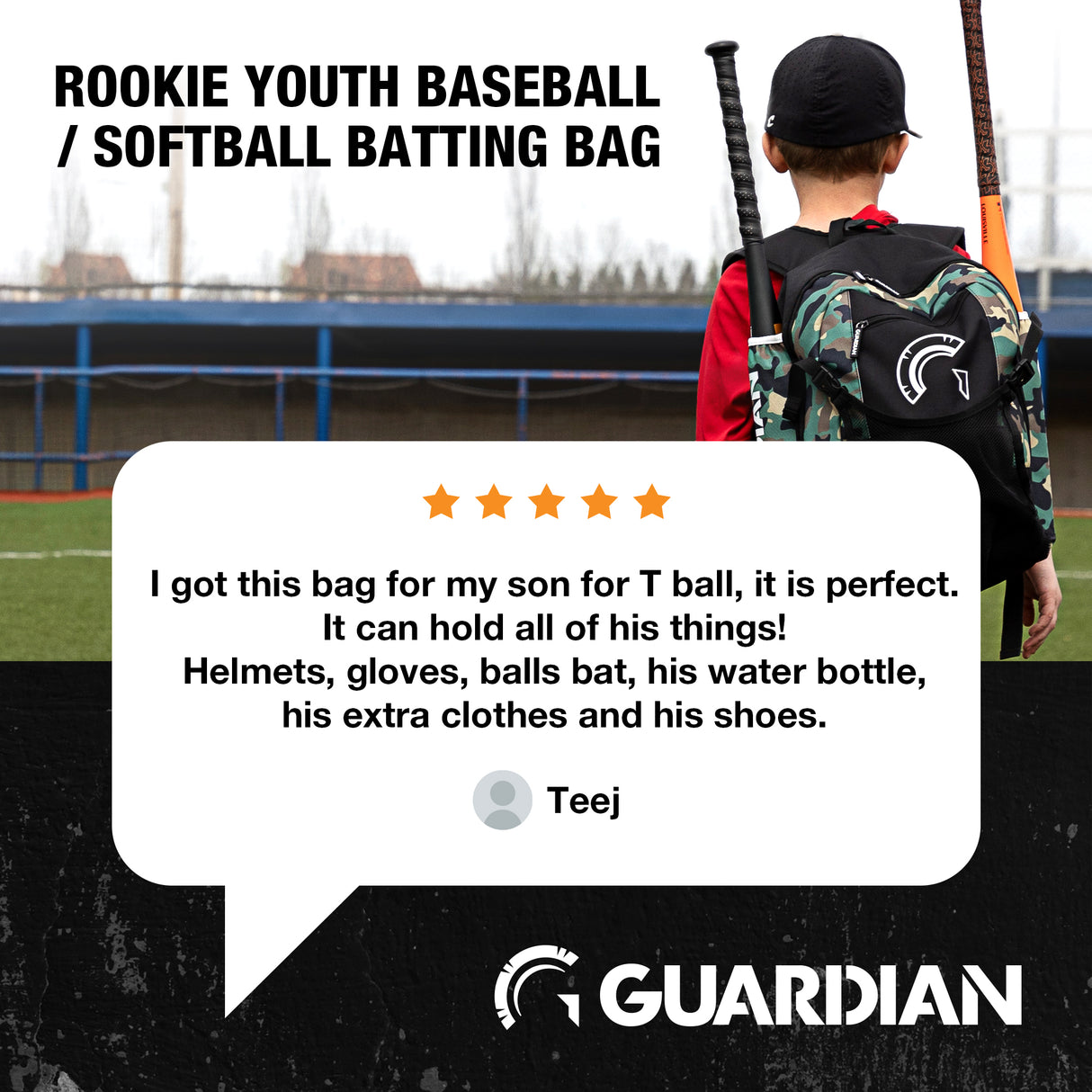 Guardian Baseball Rookie Youth Baseball Bat Bag - Boys or Girls (White/Pink Tie Dye)
