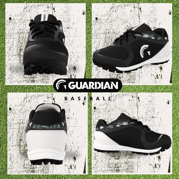 Bolt Youth Low Top Turf Baseball and Softball Shoes (Black/Grey)