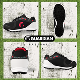 Bolt Youth Low Top Turf Baseball and Softball Shoes (Black/Red)