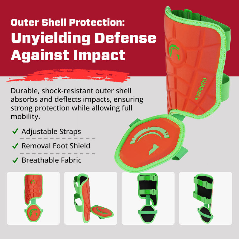 Guardian Adult Elbow Guard & Leg Guard - Baseball Protective Gear KIT (Neon Coral)