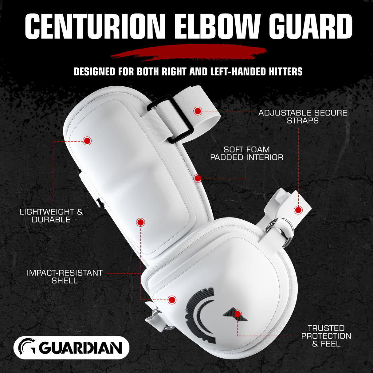 Guardian Centurion Hard Shell Pro Baseball Elbow Guard (Yellow White)