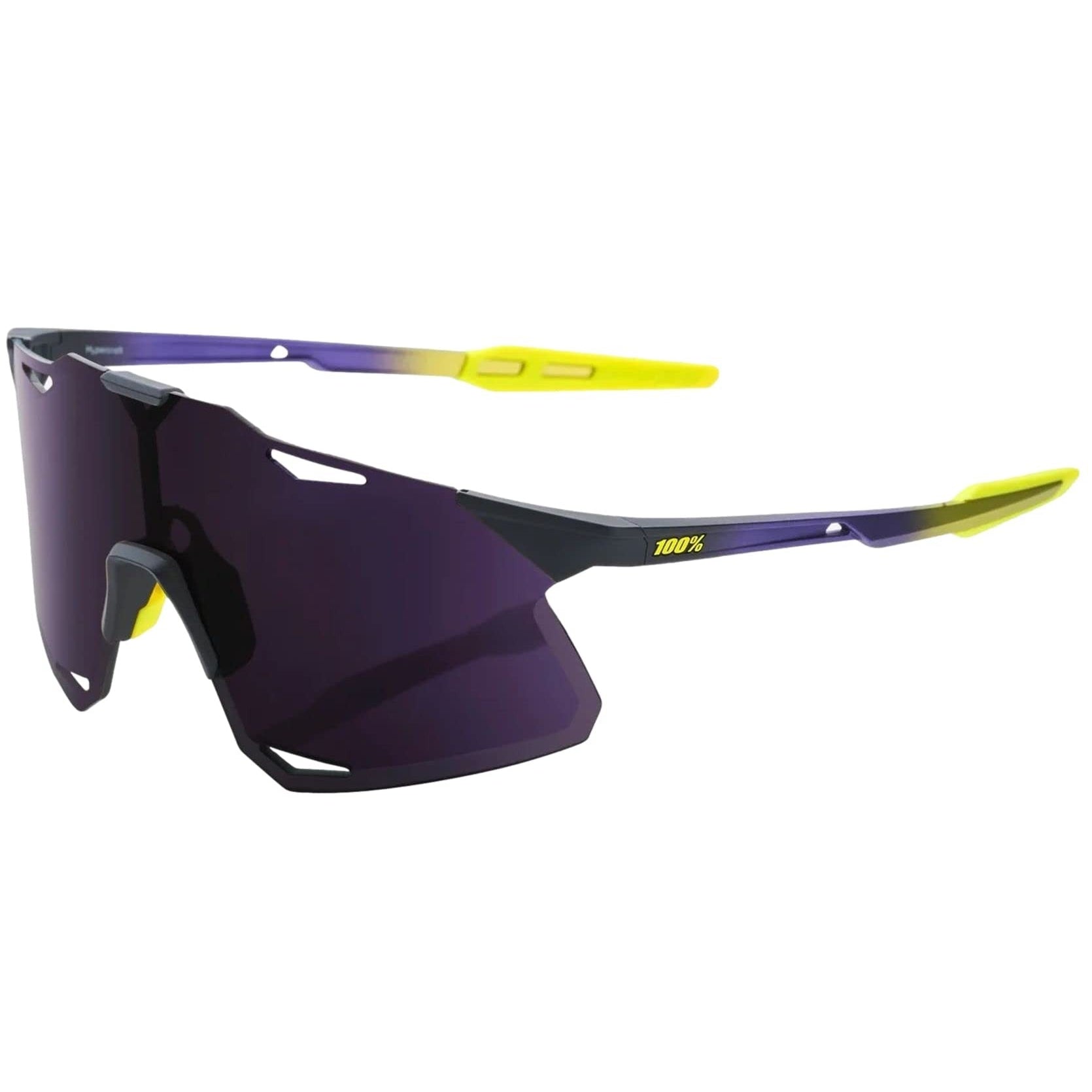 100% Hypercraft Frameless Lightweight Sport Performance Sunglasses (Matte  Metallic Digital Brights - Dark Purple Lens)