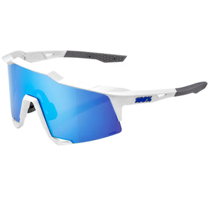 100% Speedcraft Sport Performance Baseball Sunglasses HD Interchangeable Lens (Matte White - Blue Multilayer Mirror Lens)