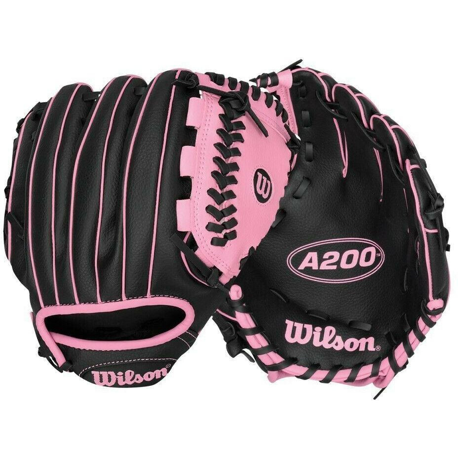 Wilson A200 Girls Tee Ball Glove 10in Black-Pink