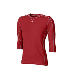 EvoShield Pro Team Baseball Youth Boy's Mid Sleeve Workout Tee Shirt (Scarlet)
