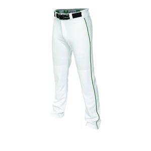 Easton Adult Men's Mako II Baseball Pants Full Length Relaxed Fit (White/Green)