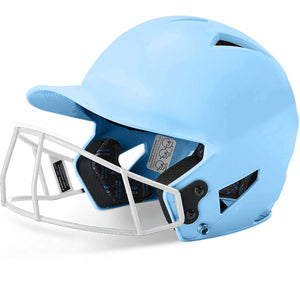 CHAMPRO HX Rise Pro Fastpitch Softball Batting Helmet with Facemask Glossy Finish (Columbia Blue)
