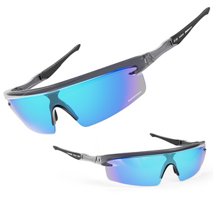 Guardian Baseball Reflector Pro Adult Shield Sunglasses - Comes with Protective Case and Lens Cloth - Adult Unisex - Sports Sunglasses (Grey/Blue)