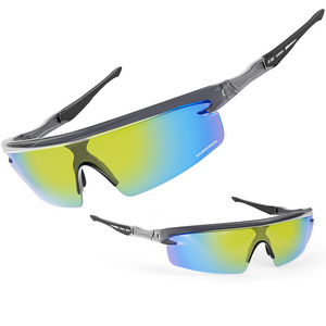 Guardian Baseball Reflector Pro Adult Shield Sunglasses - Comes with Protective Case and Lens Cloth - Adult Unisex - Sports Sunglasses (Grey/Clear Blue)