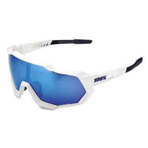 100% Speedtrap Xtreme Sports Performance Sunglasses W Interchangeable  Lenses, Matte White - Hiper Blue Multilayer Mirror Lens