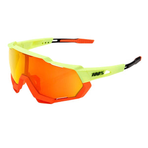 100% Speedtrap Xtreme Sports Performance Sunglasses W Interchangeable Lenses, Soft Tact Oxyfire - Hiper Red Multilayer Mirror Lens