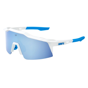 100% Speedcraft SL Performance Vented Baseball Sport Sunglasses (White Blue)