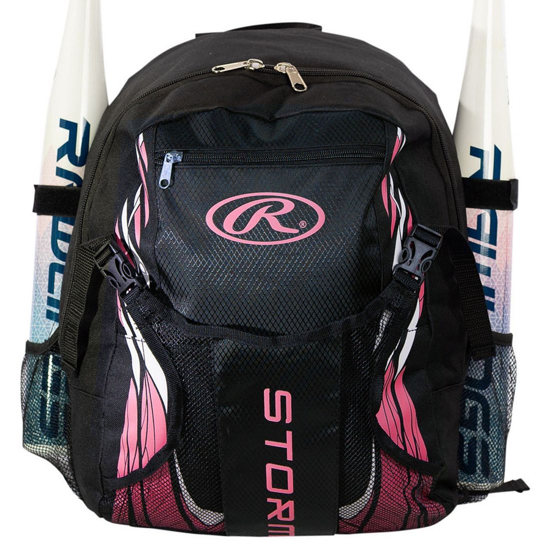 Rawlings Storm Girls T-Ball Softball Batting Bag Backpack - Black/Pink