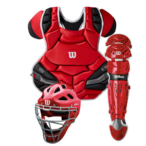 Wilson C1K Adult Baseball Catchers Gear Set (Scarlet)