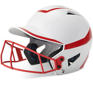 Champro Rise Pro Fastpitch Softball Batting Helmet W/ Facemask (White/Scarlet)