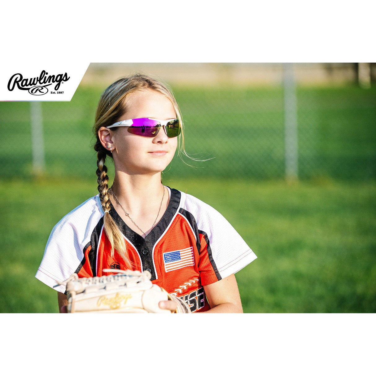 Rawlings Adult Sport Baseball Sunglasses Lightweight Stylish 100% UV Poly  Lens (White/Rainbow)