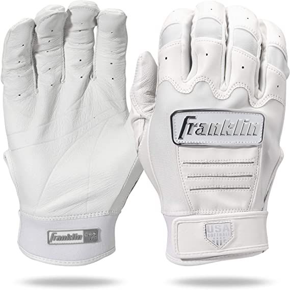 Franklin Sports MLB CFX Pro Baseball Batting Gloves - Pearl/Black - Adult  Small