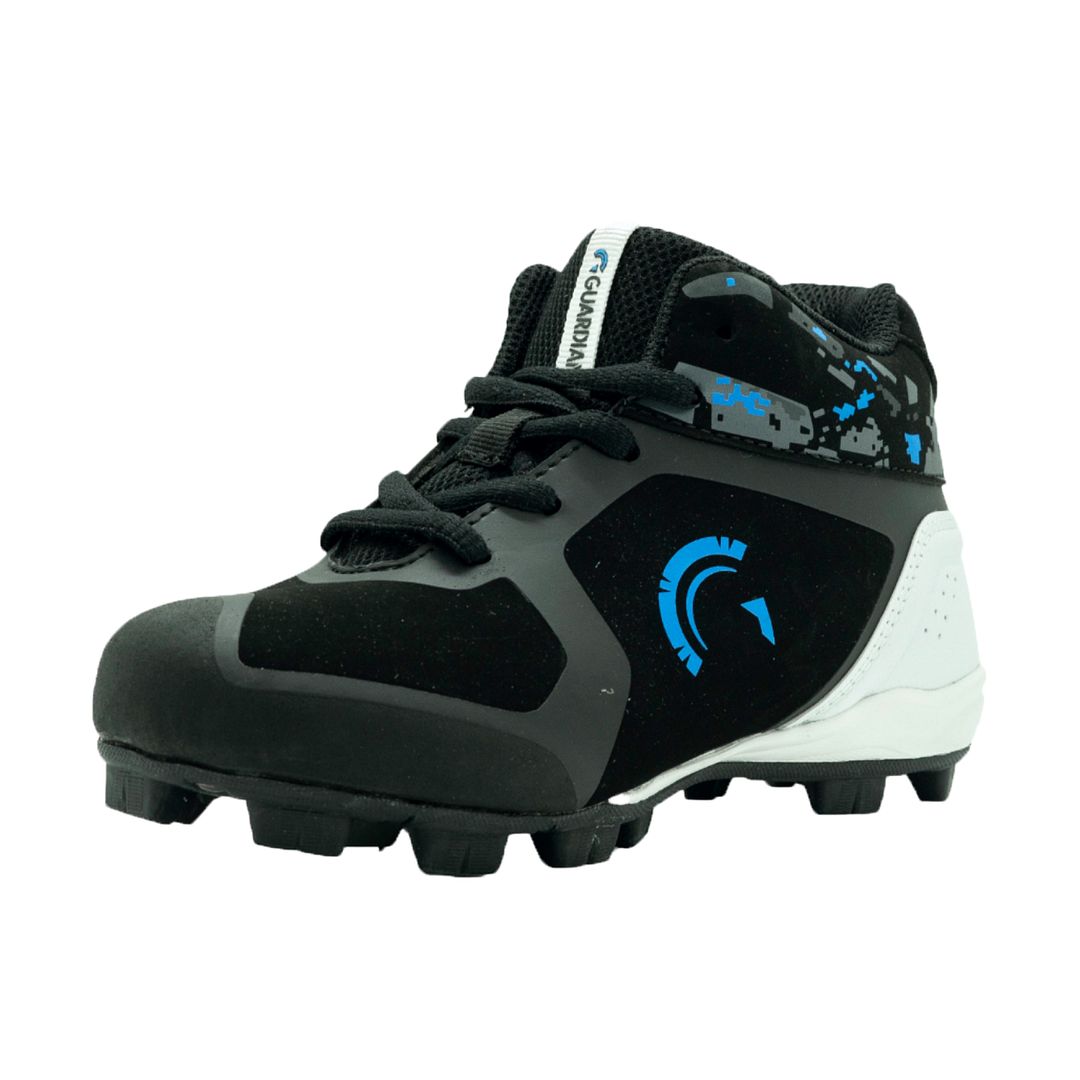 Black and store blue baseball cleats