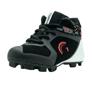 Blaze Youth Hi Top Rubber Molded Baseball and Softball Cleats (Black/Red/White)
