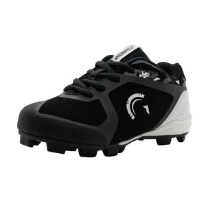 Blaze Youth Low Top Rubber Molded Baseball and Softball Cleats (Black/Grey/White)