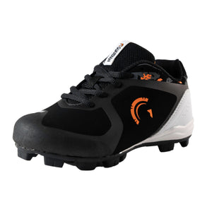 Blaze Youth Low Top Rubber Molded Baseball and Softball Cleats (Black/Orange)