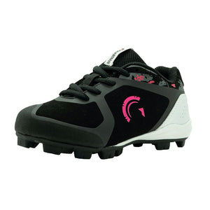 Blaze Youth Low Top Rubber Molded Baseball and Softball Cleats (Black/Highlighter Pink)