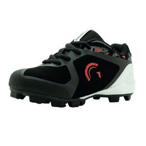 Blaze Youth Low Top Rubber Molded Baseball and Softball Cleats (Black/Red)