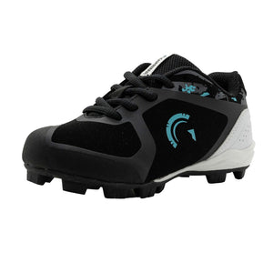 Blaze Youth Low Top Rubber Molded Baseball and Softball Cleats (Black/Tiffany Mint)