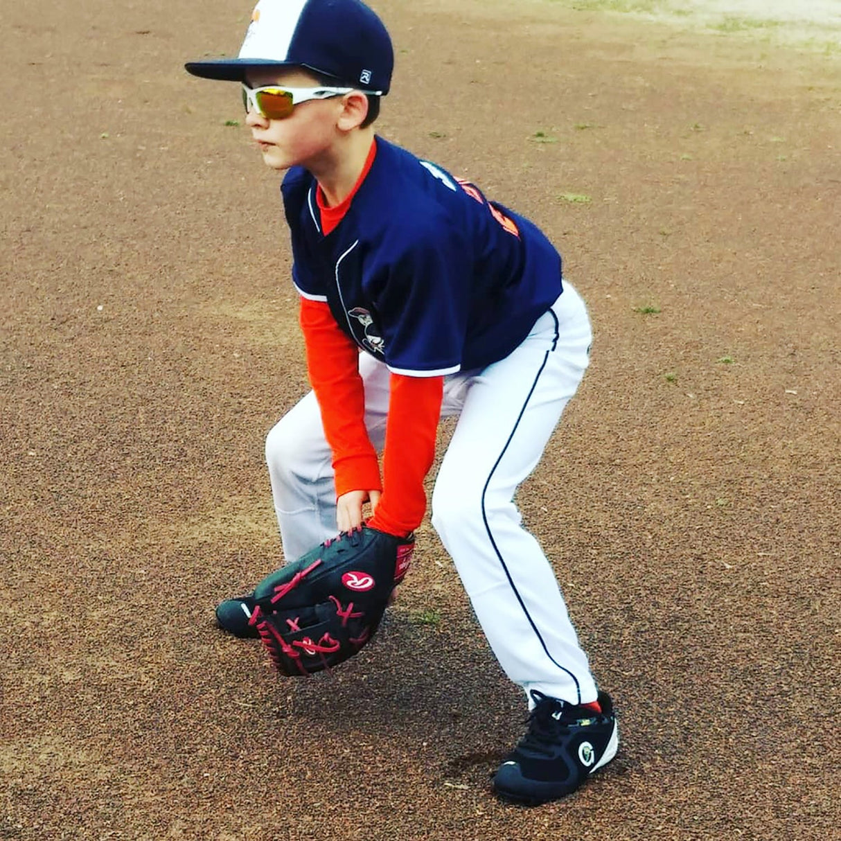Rawlings Kids Youth 132 Baseball Sport Sunglasses - White/Orange