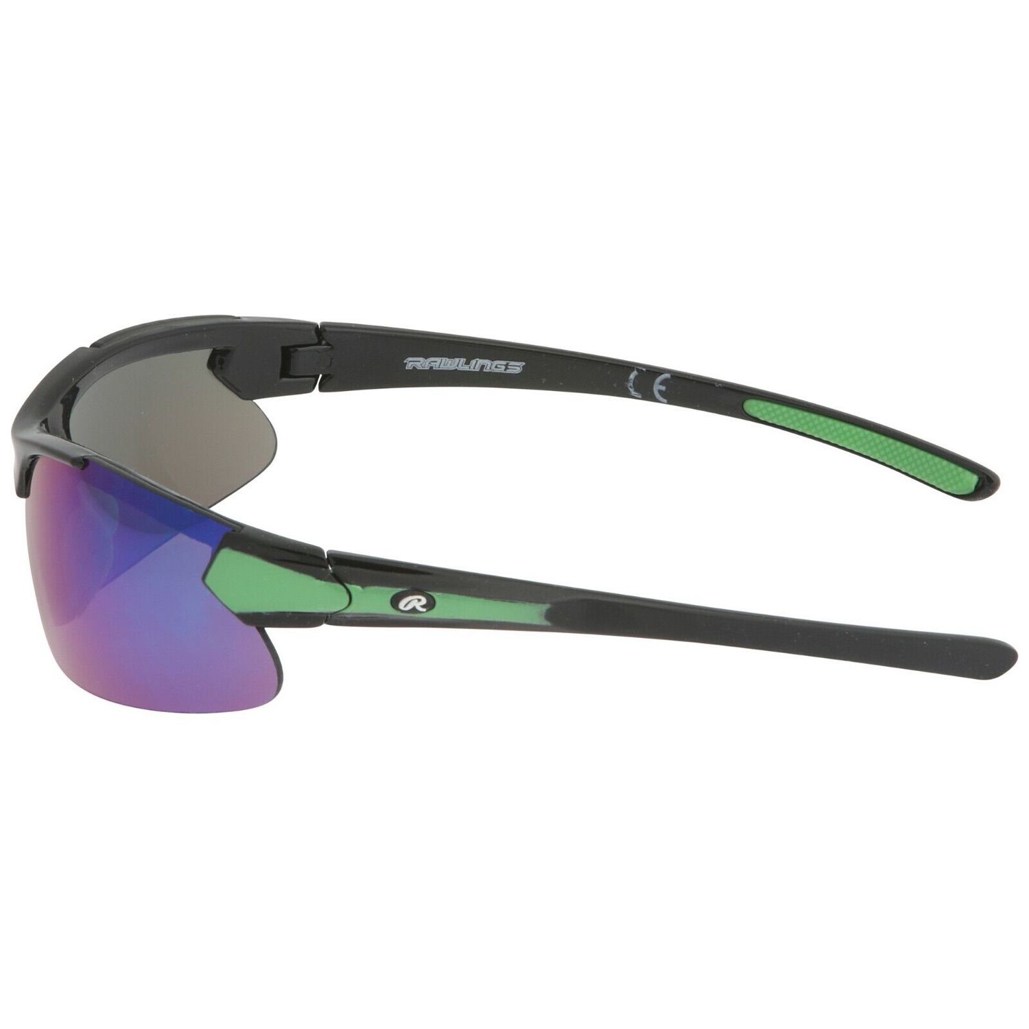 RAWLINGS Youth Sports Baseball Sunglasses Durable 100% UV Poly Lens,  Shielded Lens (Black/Green)