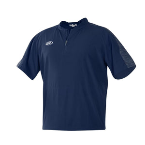 Rawlings Launch Short Sleeve Youth Boy's Cage Batting Practice Jacket (Navy)