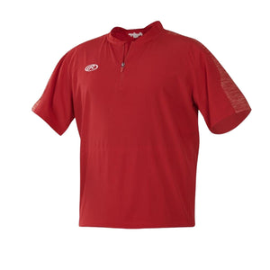 Rawlings Launch Short Sleeve Youth Boy's Cage Batting Practice Jacket (Scarlet)