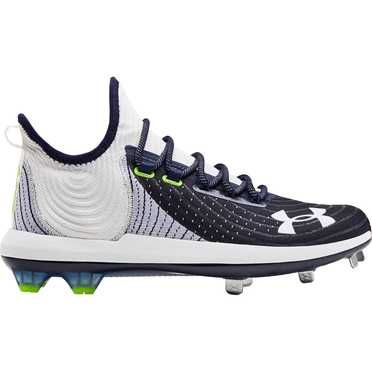 Under Armour Bryce Harper 4 Low Men's Metal Baseball Cleats (White/Nav
