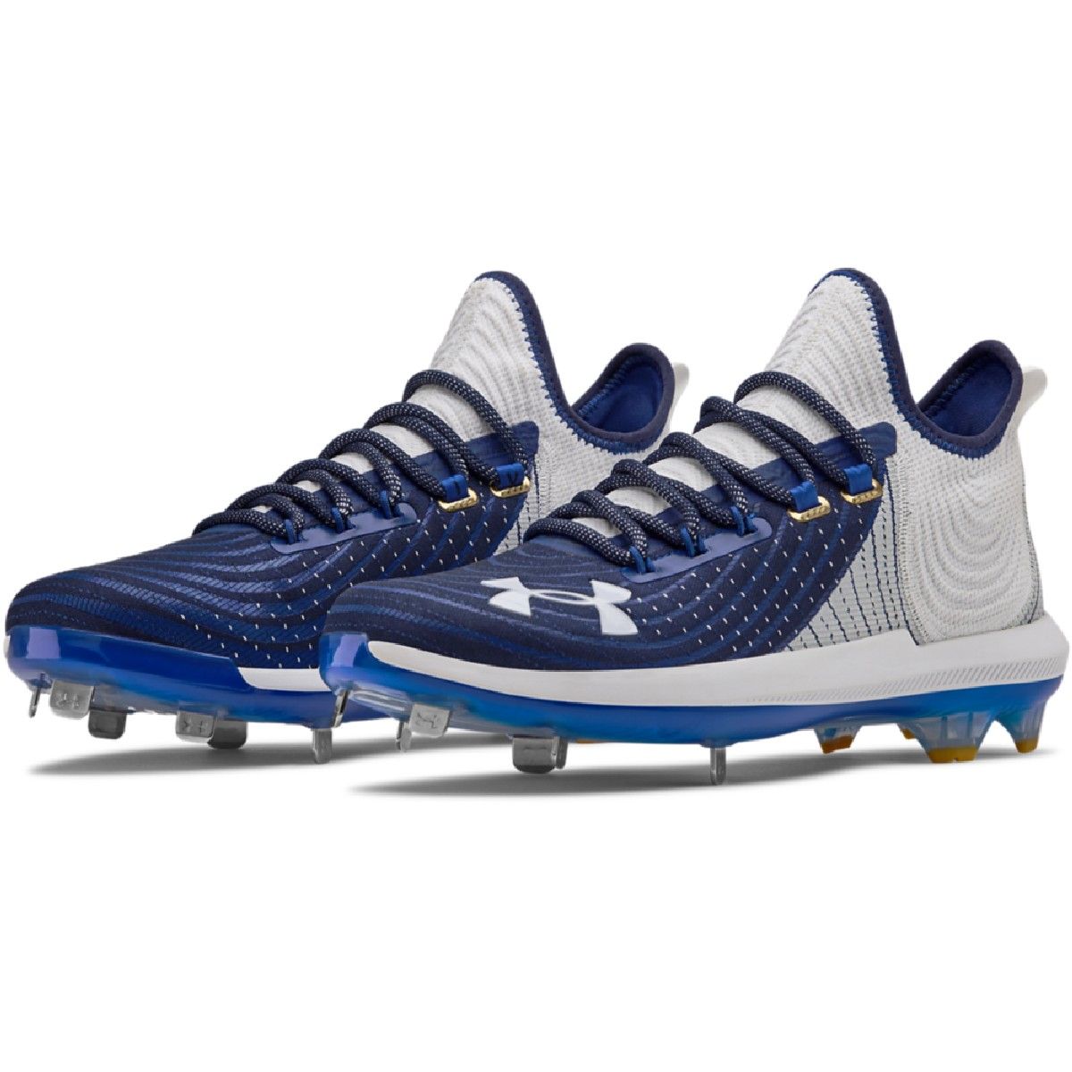 Under Armour Bryce Harper 4 Low Men's Metal Baseball Cleats (White/Royal) 15